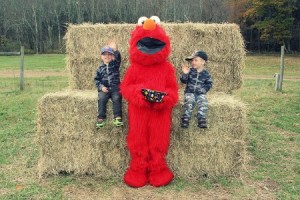 Elmo likes to share his candy.