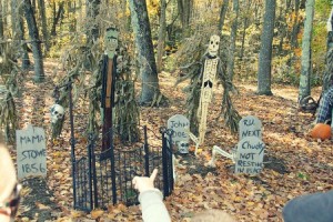 A creepy graveyard in our woods.